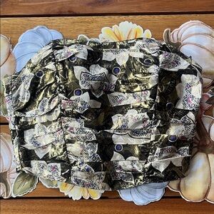 Women’s Gold and Black Patterned Bustier Top Size Medium